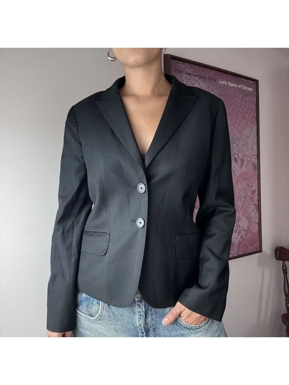 J.Crew Black 100% Wool Tailored Blazer size 8